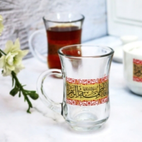 شراء أكواب شاي زجاجية بمقبض، بتصميم يا فاطمة الزهراء (طقم من 6 قطع)