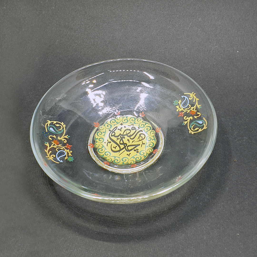 شراء صحون الشاي البلورية بتصميم روضة  موديل 4569  اللون الأصفر | متجر دیدار